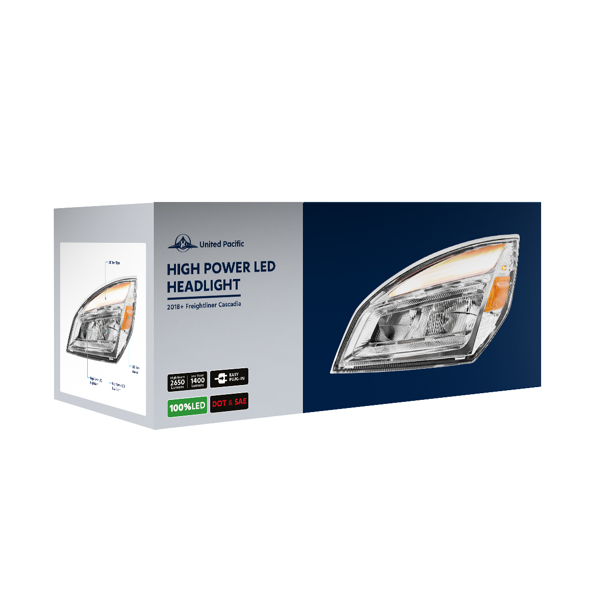 Freightliner Cascadia 2018-2024 LED High Power Headlight with LED Turn Signal