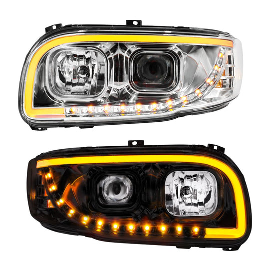 Peterbilt 388, 389, 567 Halogen Projection Headlight with LED Turn and LED Light Bar