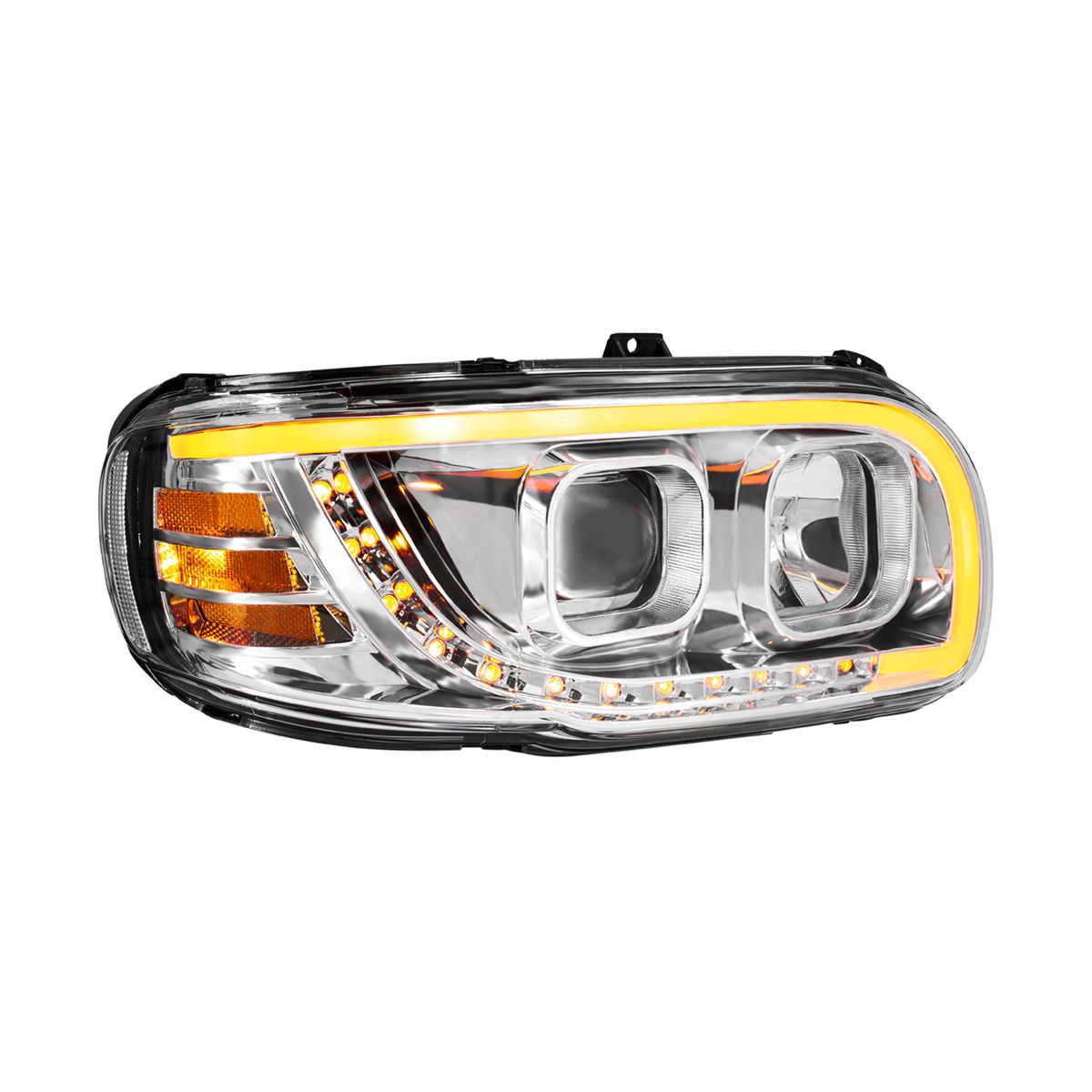 Peterbilt 388, 389, 567 Halogen Projection Headlight with LED Turn and LED Light Bar