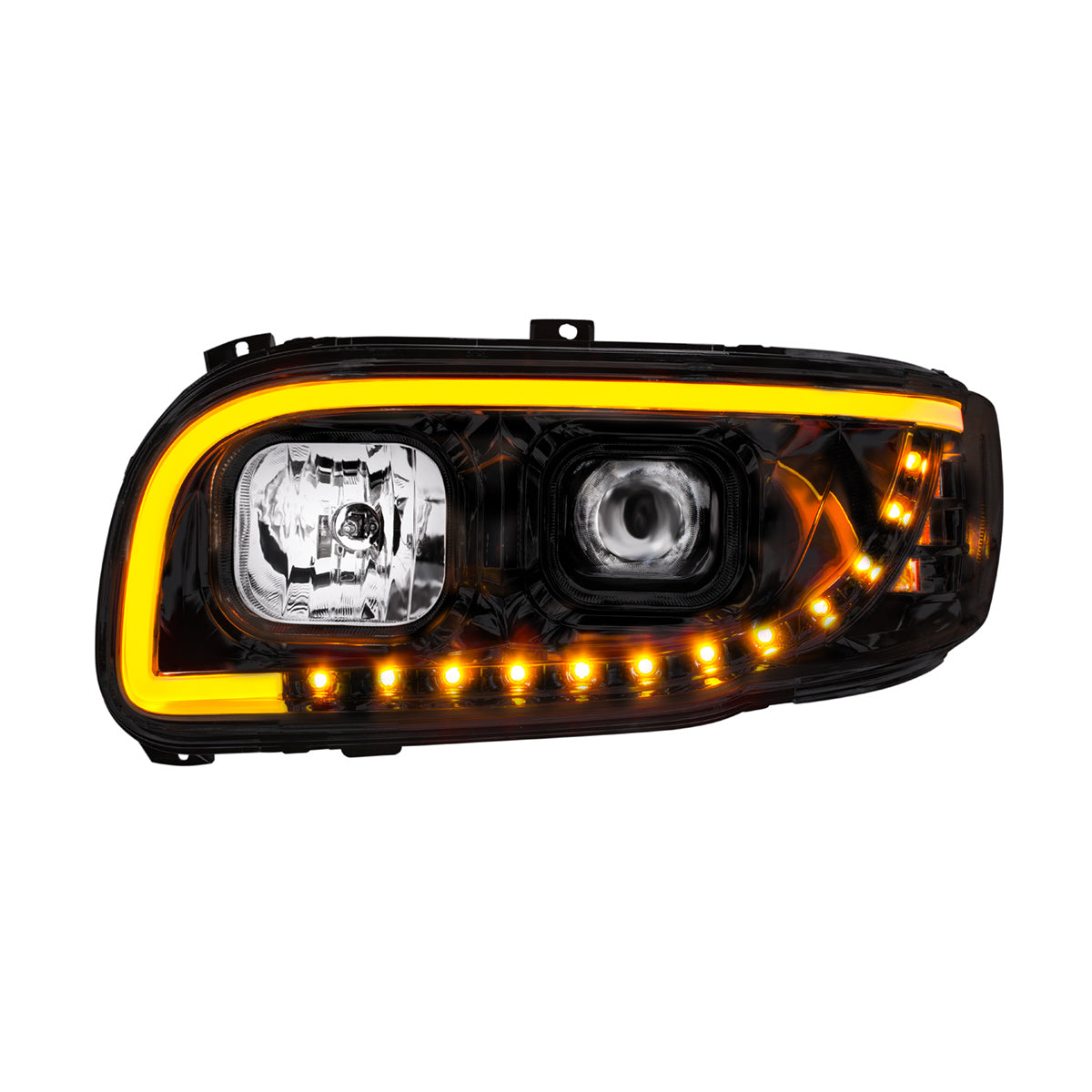 Peterbilt 388, 389, 567 Halogen Projection Headlight with LED Turn and LED Light Bar