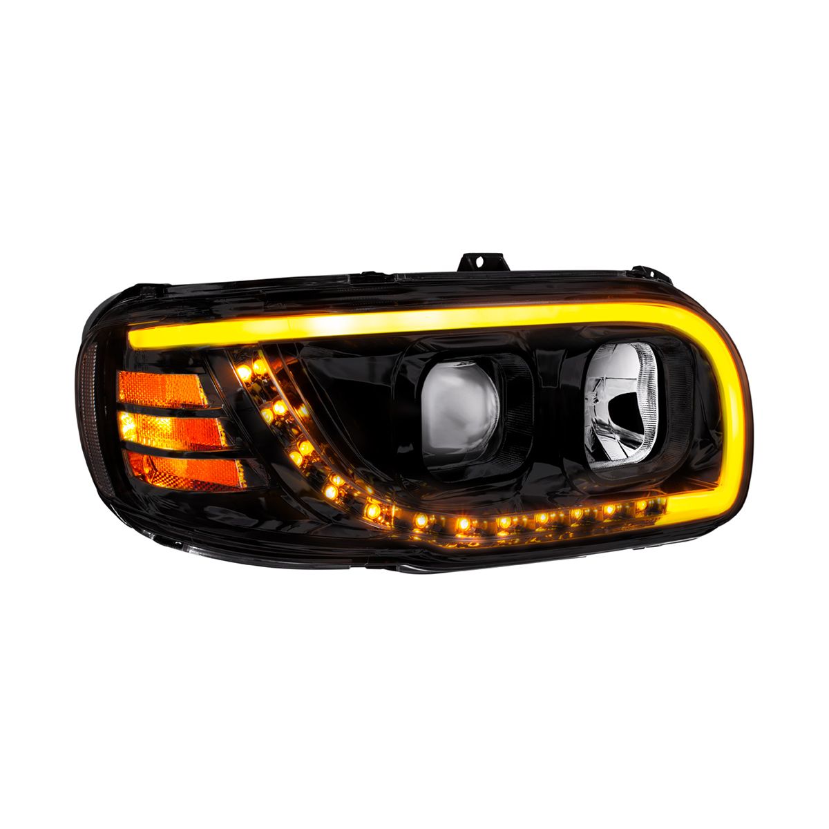 Peterbilt 388, 389, 567 Halogen Projection Headlight with LED Turn and LED Light Bar