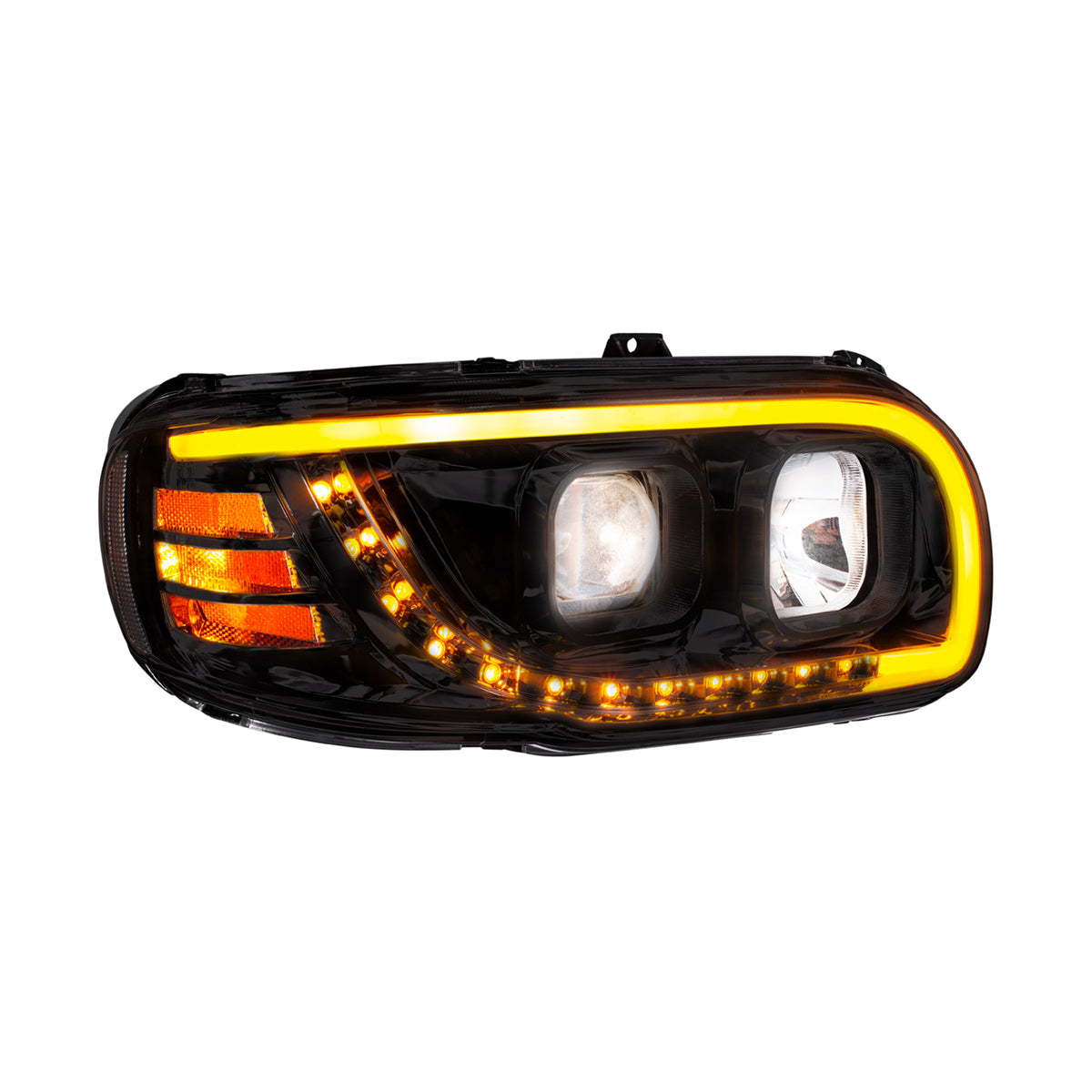 Peterbilt 388, 389, 567 Halogen Projection Headlight with LED Turn and LED Light Bar