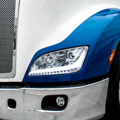 Peterbilt 579 and 587 Halogen Projection Headlight with 15 LED Sequential Turn Signal and 28 LED Position Light