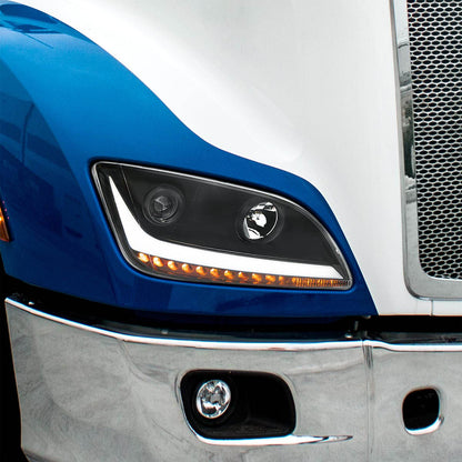 Peterbilt 579 and 587 Halogen Projection Headlight with 15 LED Sequential Turn Signal and 28 LED Position Light