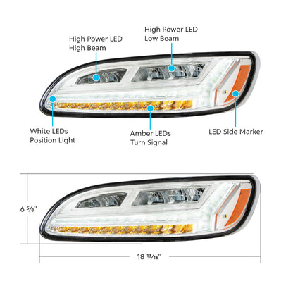 Peterbilt 330, 335, 337, 340, 348, 382, 384, 386, 387 6 LED Headlight with 12 LED Turn and 22 LED Position Light