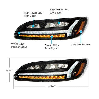 Peterbilt 330, 335, 337, 340, 348, 382, 384, 386, 387 6 LED Headlight with 12 LED Turn and 22 LED Position Light