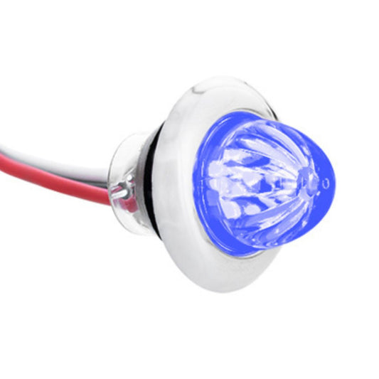 Blue 4 LED Dual Function Clearance and Marker 3/4" Mini Watermelon Light with Clear Lens