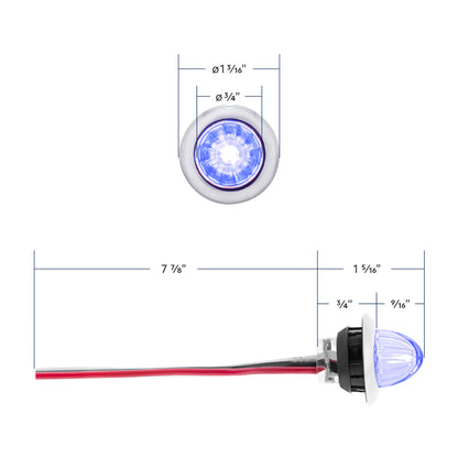 Blue 4 LED Dual Function Clearance and Marker 3/4" Mini Watermelon Light with Clear Lens