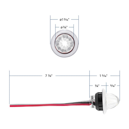 White 4 LED Dual Function Clearance and Marker 3/4" Mini Watermelon Light with Clear Lens