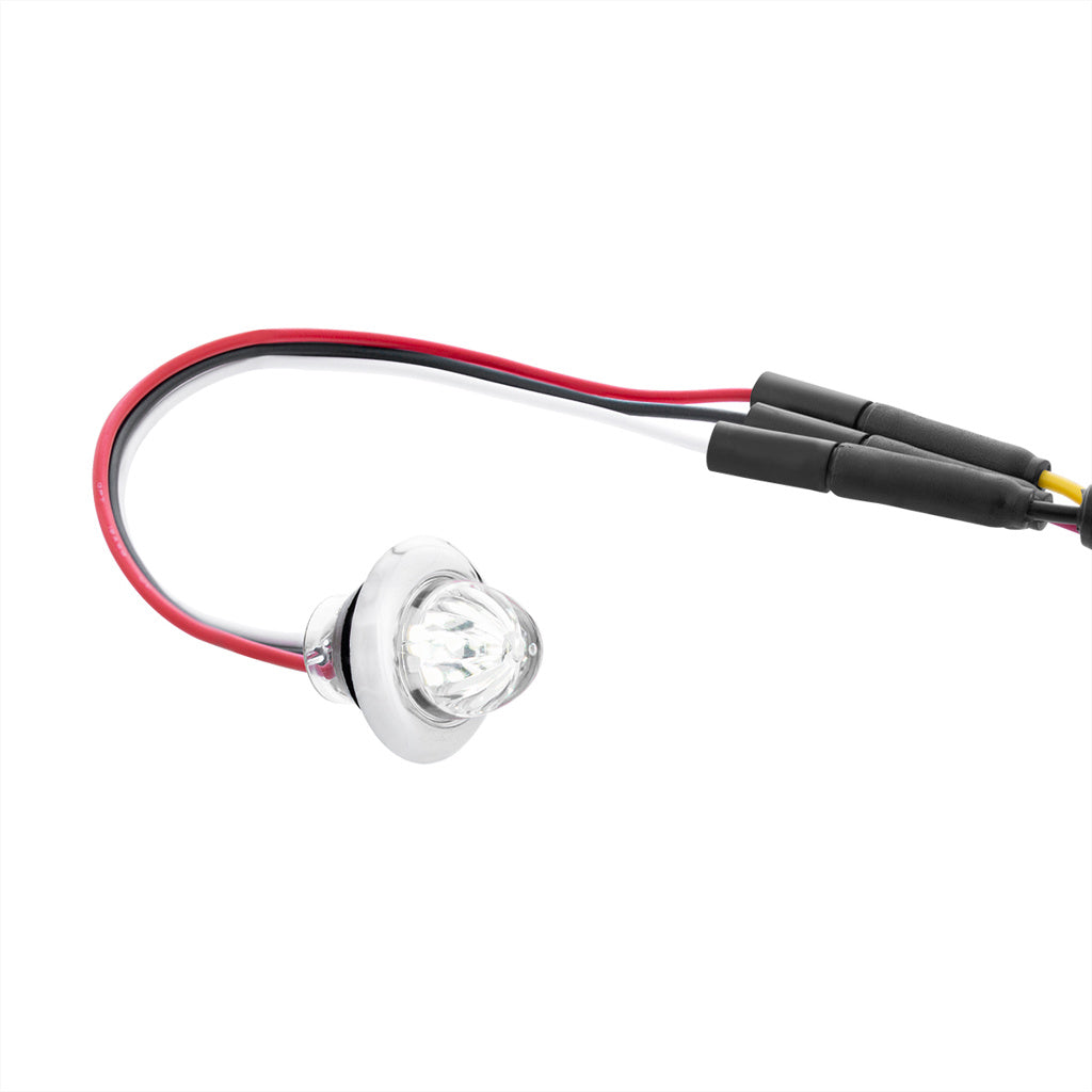 White 4 LED Dual Function Clearance and Marker 3/4" Mini Watermelon Light with Clear Lens