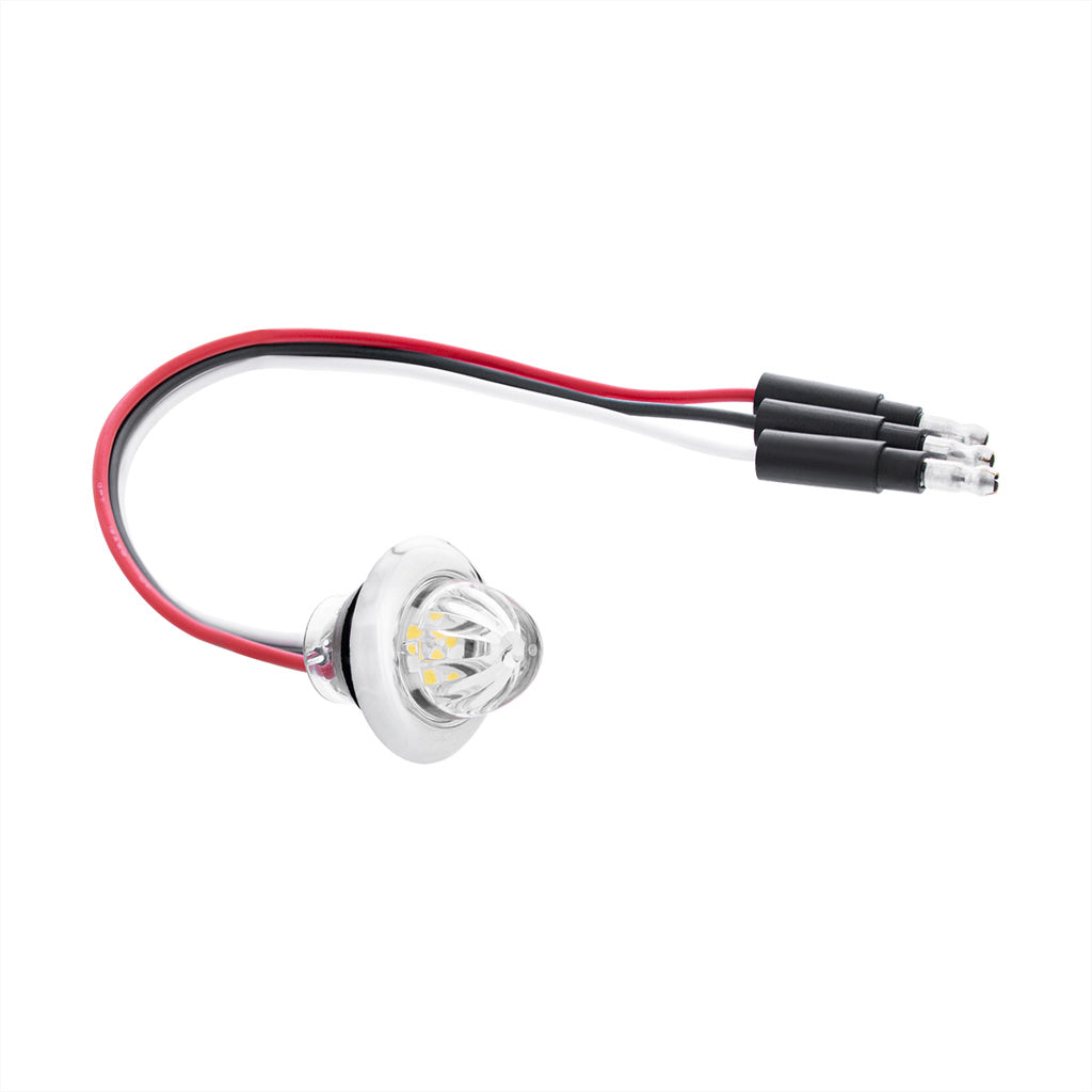 White 4 LED Dual Function Clearance and Marker 3/4" Mini Watermelon Light with Clear Lens