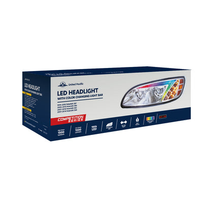 Peterbilt 330, 335, 337, 340, 348, 382, 384, 386, 387 LED Headlight with 8 LED Turn and Color Changing LED Position Light
