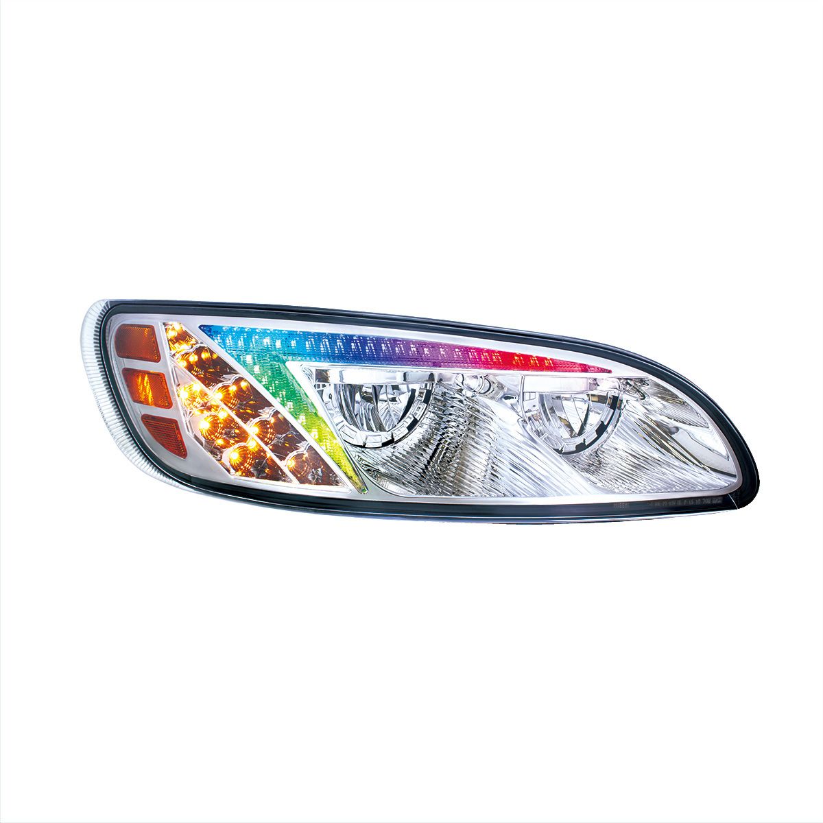 Peterbilt 330, 335, 337, 340, 348, 382, 384, 386, 387 LED Headlight with 8 LED Turn and Color Changing LED Position Light
