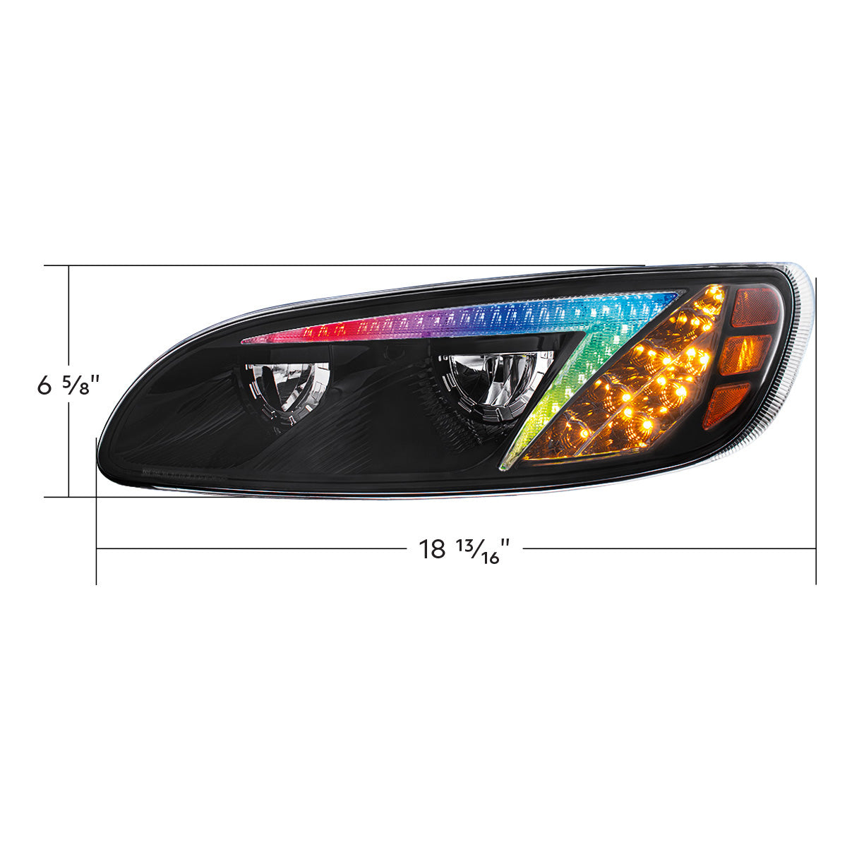 Peterbilt 330, 335, 337, 340, 348, 382, 384, 386, 387 LED Headlight with 8 LED Turn and Color Changing LED Position Light
