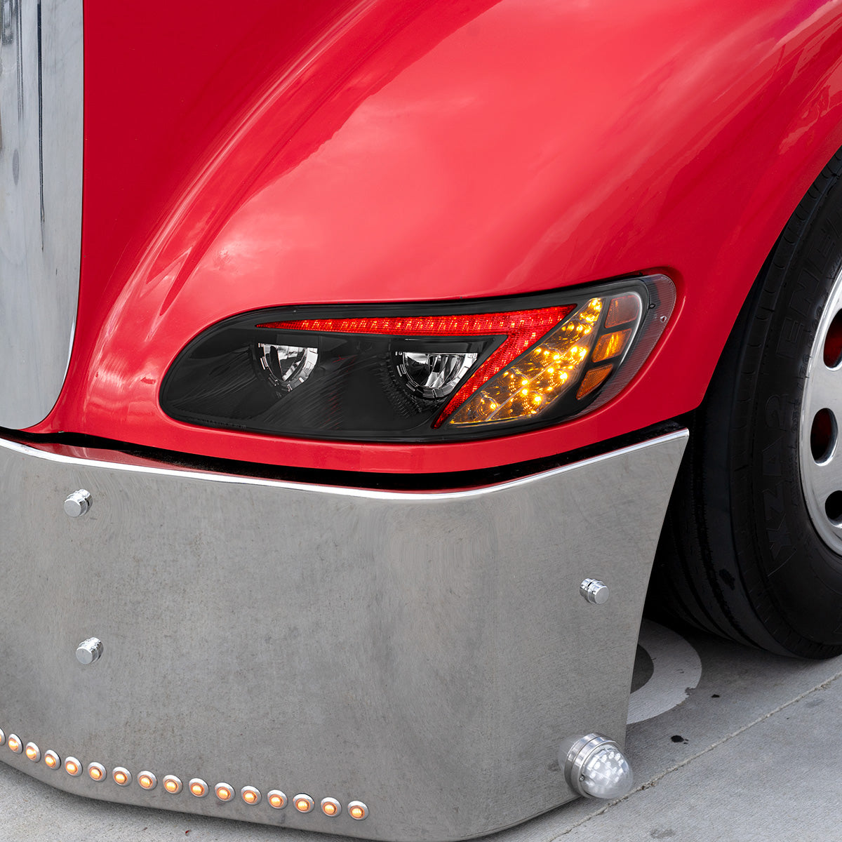 Peterbilt 330, 335, 337, 340, 348, 382, 384, 386, 387 LED Headlight with 8 LED Turn and Color Changing LED Position Light