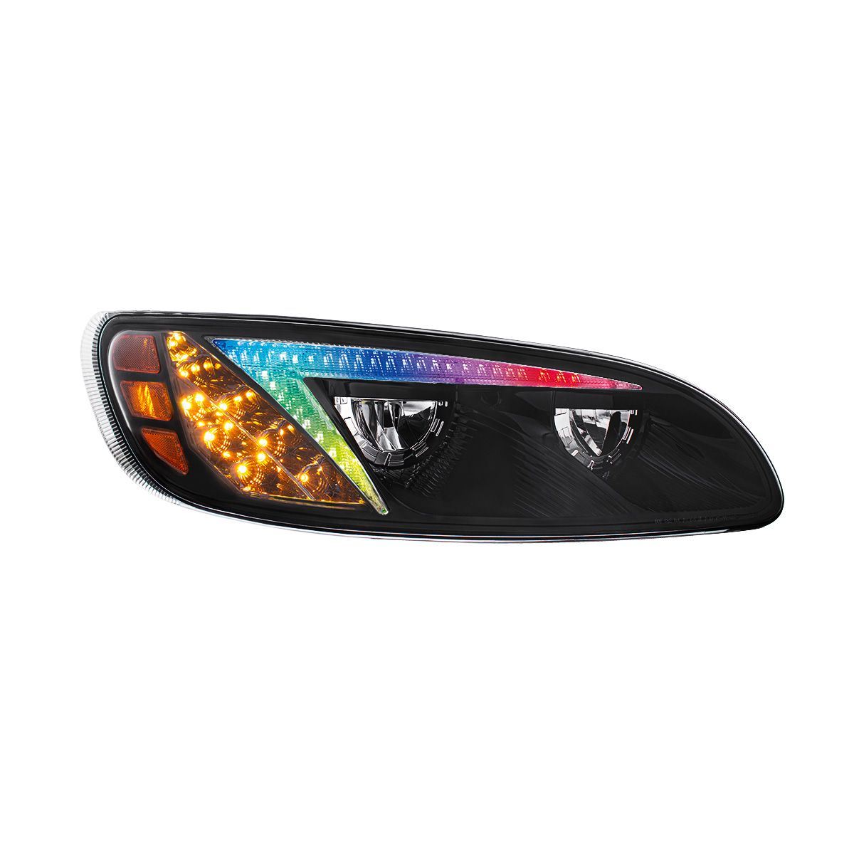 Peterbilt 330, 335, 337, 340, 348, 382, 384, 386, 387 LED Headlight with 8 LED Turn and Color Changing LED Position Light