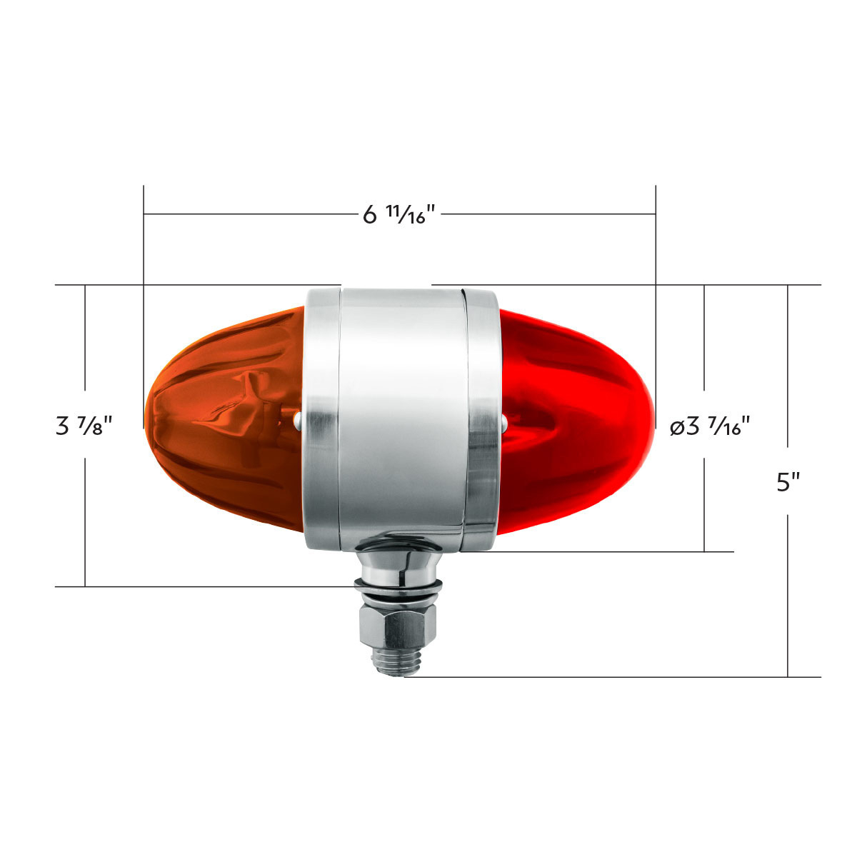 UltraBurst Glass Lens Amber LED/Dark Amber Lens and Red LED/Red Lens Double Face Pedestal Light