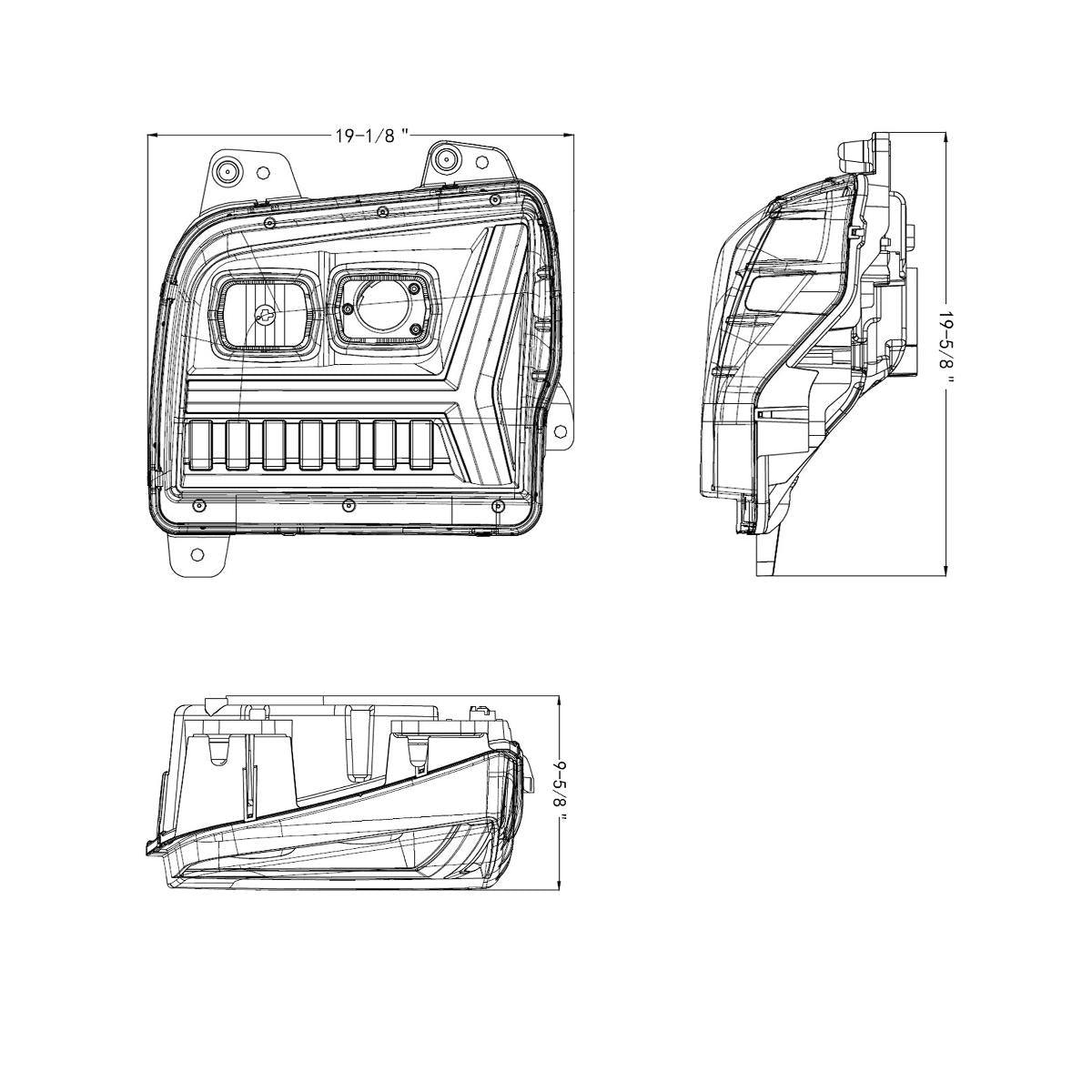 Kenworth W990 Headlight with LED Turn and LED Daytime Running Light