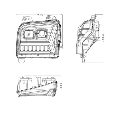 Kenworth W990 Headlight with LED Turn and LED Daytime Running Light