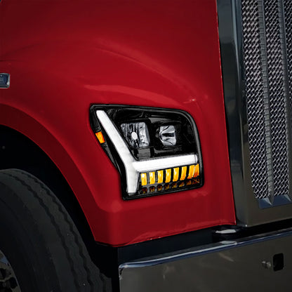 Kenworth W990 Headlight with LED Turn and LED Daytime Running Light