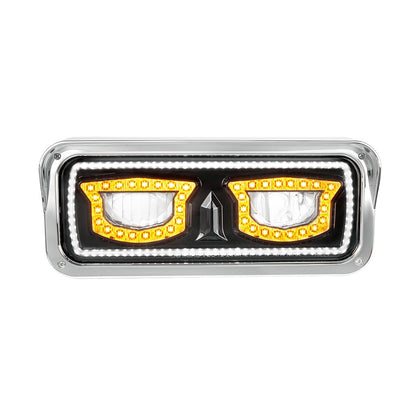 Peterbilt, Kenworth, Freightliner and Western Star LED Headlight with 40 LED Turn and 92 LED Auxiliary Light Bar