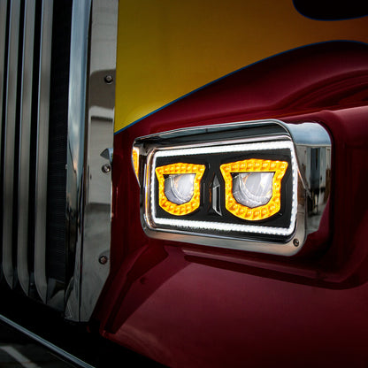 Peterbilt, Kenworth, Freightliner and Western Star LED Headlight with 40 LED Turn and 92 LED Auxiliary Light Bar