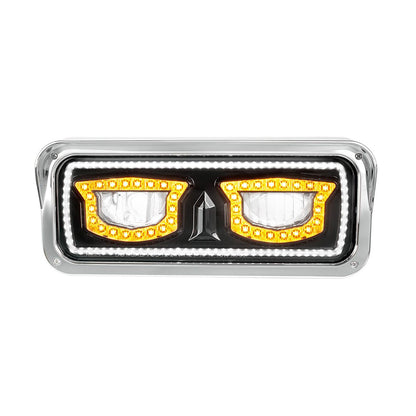 Peterbilt, Kenworth, Freightliner and Western Star LED Headlight with 40 LED Turn and 92 LED Auxiliary Light Bar