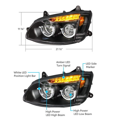 Kenworth T440, T470, T660 LED Headlight with 27 LED Turn and 33 LED Position Light