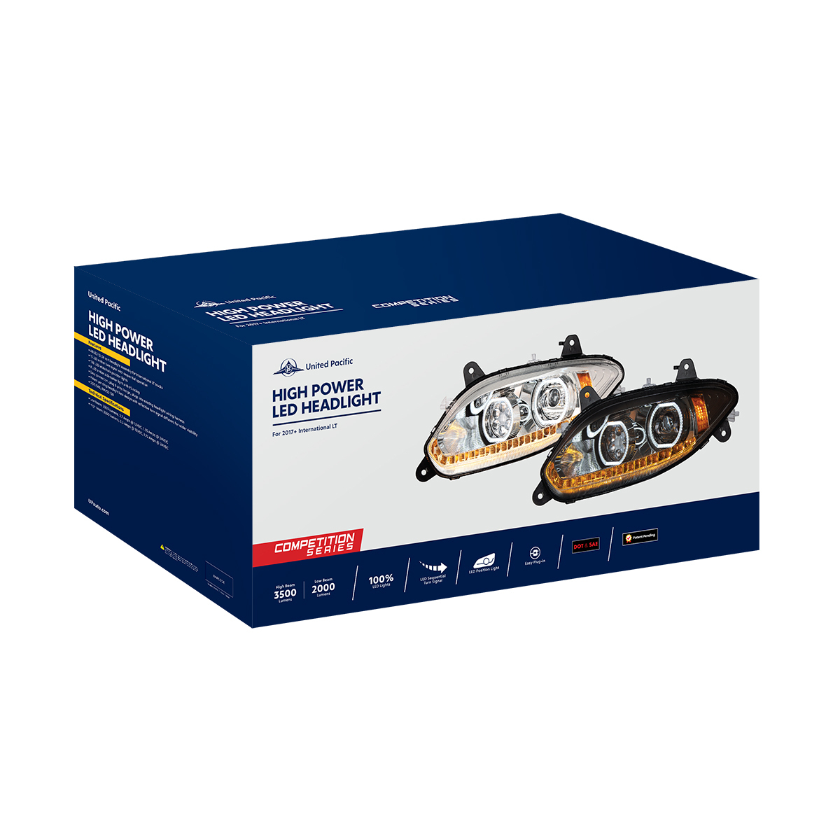 International LT 17 LED Headlight with 15 LED Sequential Turn and 100 LED Halo Position Light