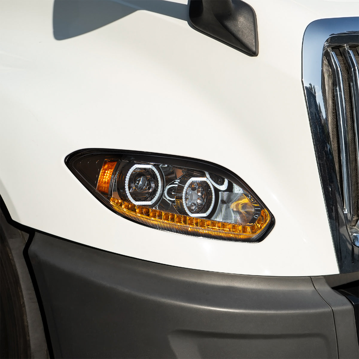 International LT 17 LED Headlight with 15 LED Sequential Turn and 100 LED Halo Position Light