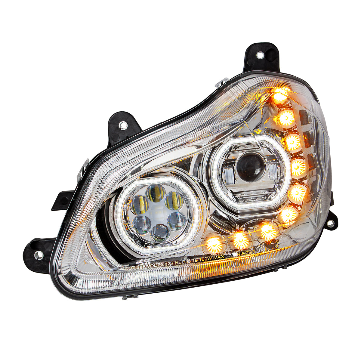 Kenworth T680 10 LED Headlight with 9 LED Sequential Turn and 100 LED Halo Daytime Running Light