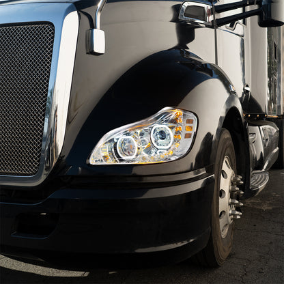 Kenworth T680 10 LED Headlight with 9 LED Sequential Turn and 100 LED Halo Daytime Running Light