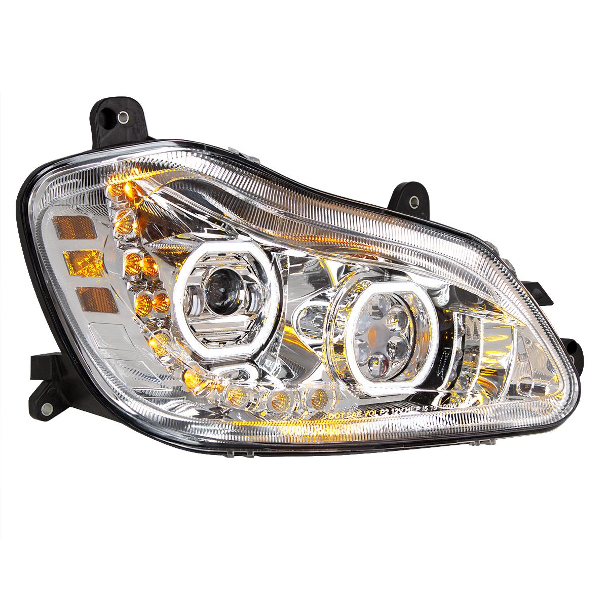 Kenworth T680 10 LED Headlight with 9 LED Sequential Turn and 100 LED Halo Daytime Running Light