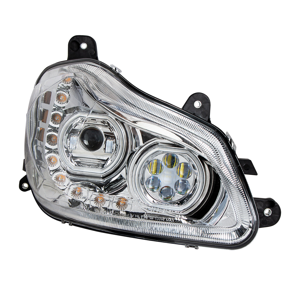Kenworth T680 10 LED Headlight with 9 LED Sequential Turn and 100 LED Halo Daytime Running Light