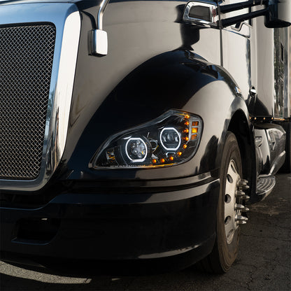Kenworth T680 10 LED Headlight with 9 LED Sequential Turn and 100 LED Halo Daytime Running Light