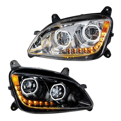 Peterbilt 579 and 587 10 LED Headlight with 9 LED Sequential Turn Signal and 100 Halo Position Lights