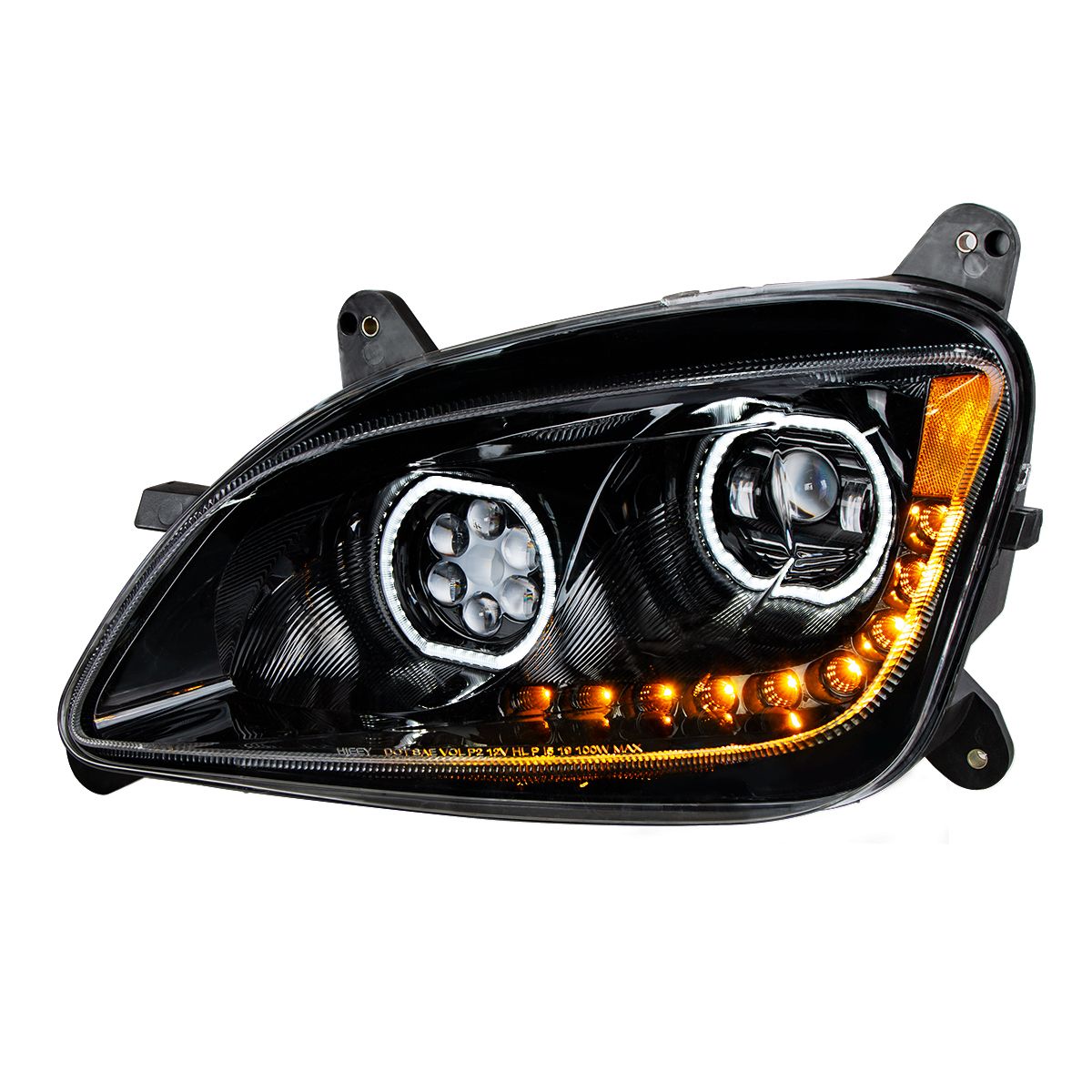 Peterbilt 579 and 587 10 LED Headlight with 9 LED Sequential Turn Signal and 100 Halo Position Lights