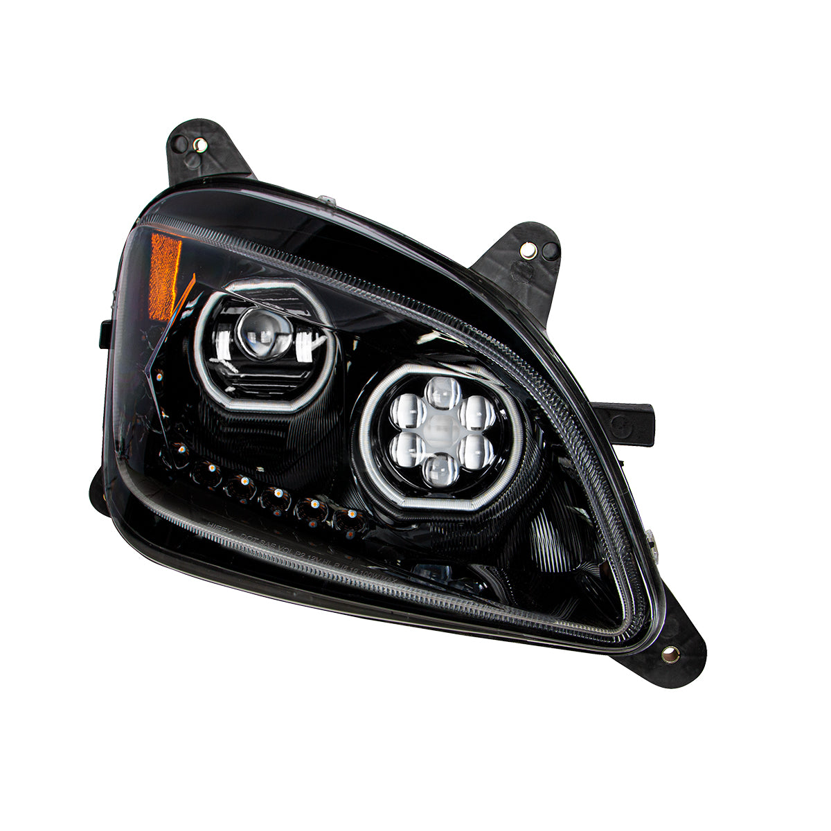 Peterbilt 579 and 587 10 LED Headlight with 9 LED Sequential Turn Signal and 100 Halo Position Lights