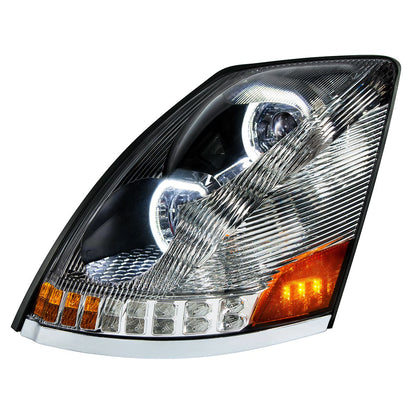 Volvo VN/VNL 2003-2017 10 LED Headlight with 18 LED Sequential Turn and 100 LED Halo Daytime Running Light