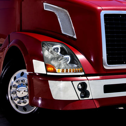 Volvo VN/VNL 2003-2017 10 LED Headlight with 18 LED Sequential Turn and 100 LED Halo Daytime Running Light