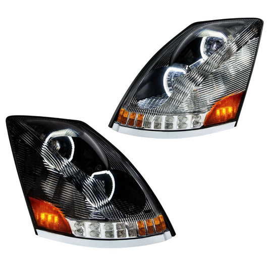 Volvo VN/VNL 2003-2017 10 LED Headlight with 18 LED Sequential Turn and 100 LED Halo Daytime Running Light