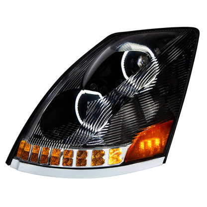 Volvo VN/VNL 2003-2017 10 LED Headlight with 18 LED Sequential Turn and 100 LED Halo Daytime Running Light