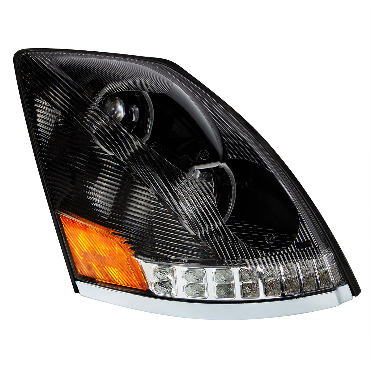 Volvo VN/VNL 2003-2017 10 LED Headlight with 18 LED Sequential Turn and 100 LED Halo Daytime Running Light