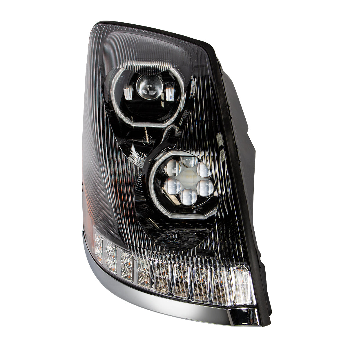 Volvo VN/VNL 2003-2017 10 LED Headlight with 18 LED Sequential Turn and 100 LED Halo Daytime Running Light