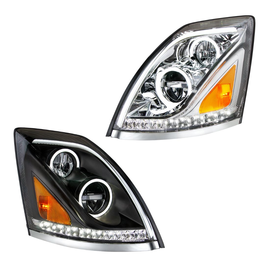 Volvo VN/VNL 2003-2017 LED Headlight with Dual Color Position Light Bar