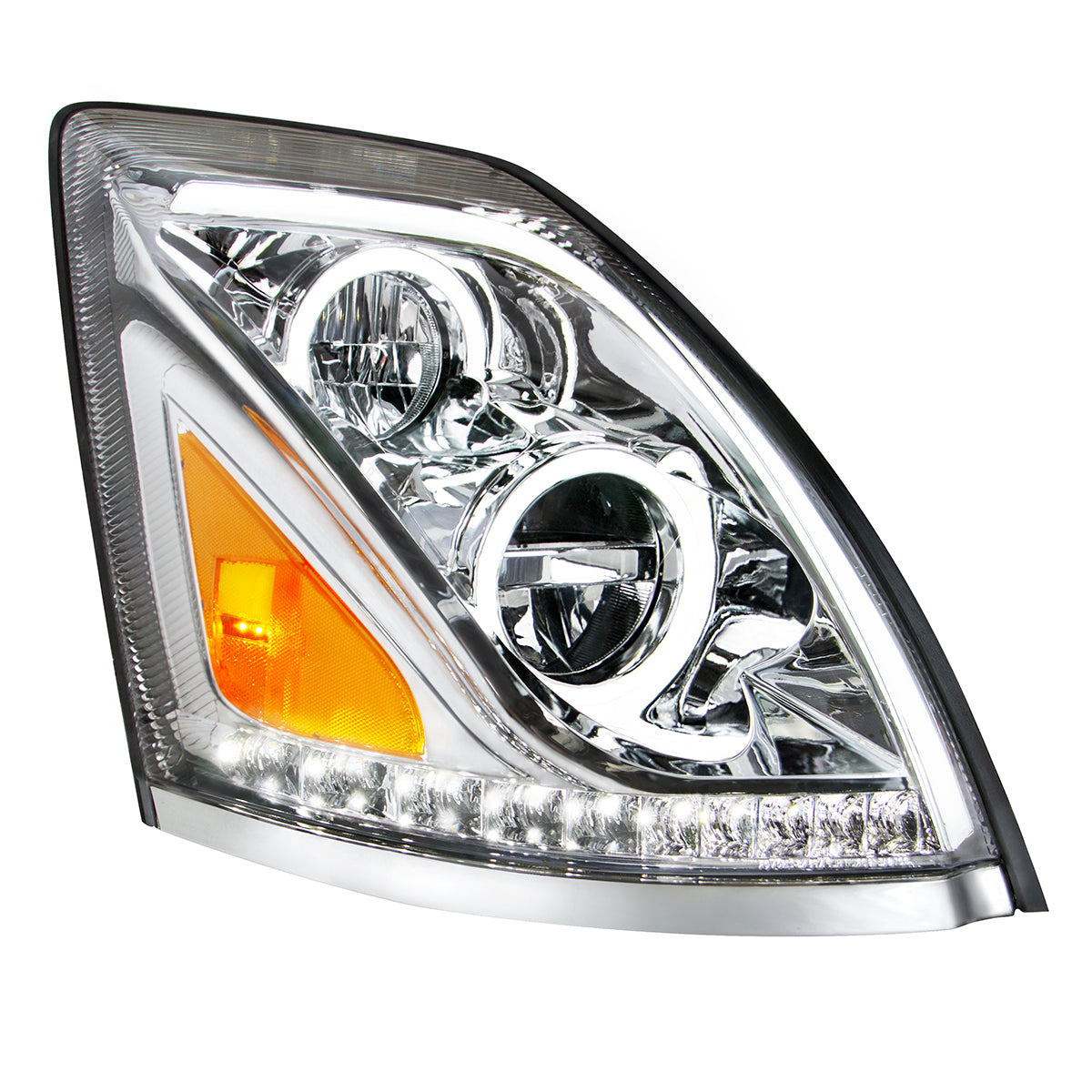 Volvo VN/VNL 2003-2017 LED Headlight with Dual Color Position Light Bar