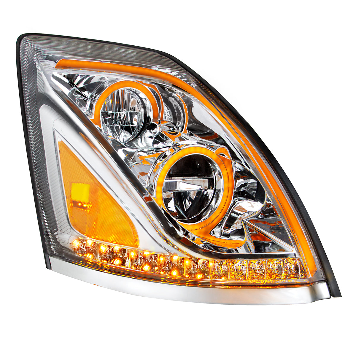 Volvo VN/VNL 2003-2017 LED Headlight with Dual Color Position Light Bar