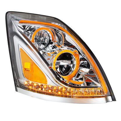 Volvo VN/VNL 2003-2017 LED Headlight with Dual Color Position Light Bar
