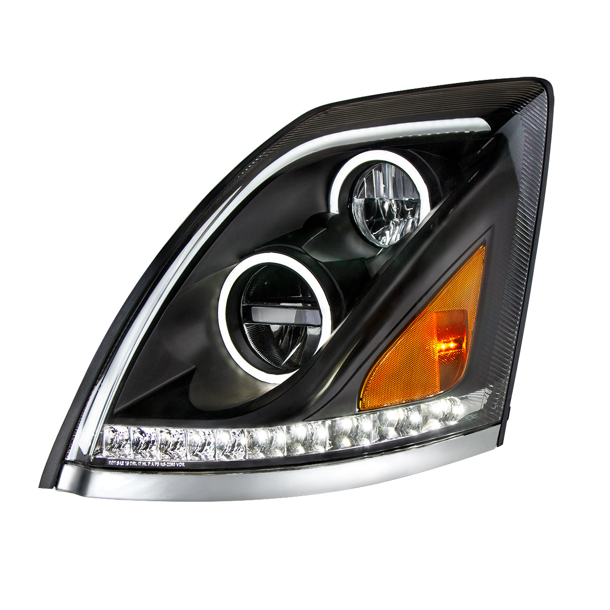 Volvo VN/VNL 2003-2017 LED Headlight with Dual Color Position Light Bar