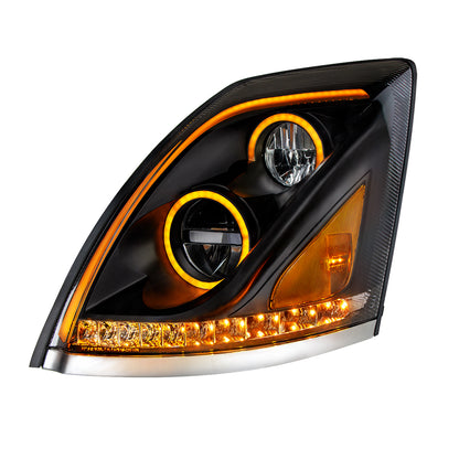 Volvo VN/VNL 2003-2017 LED Headlight with Dual Color Position Light Bar